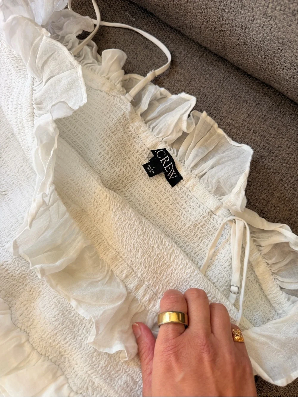 JCREW Size L Ravenna Dress in Ramie White